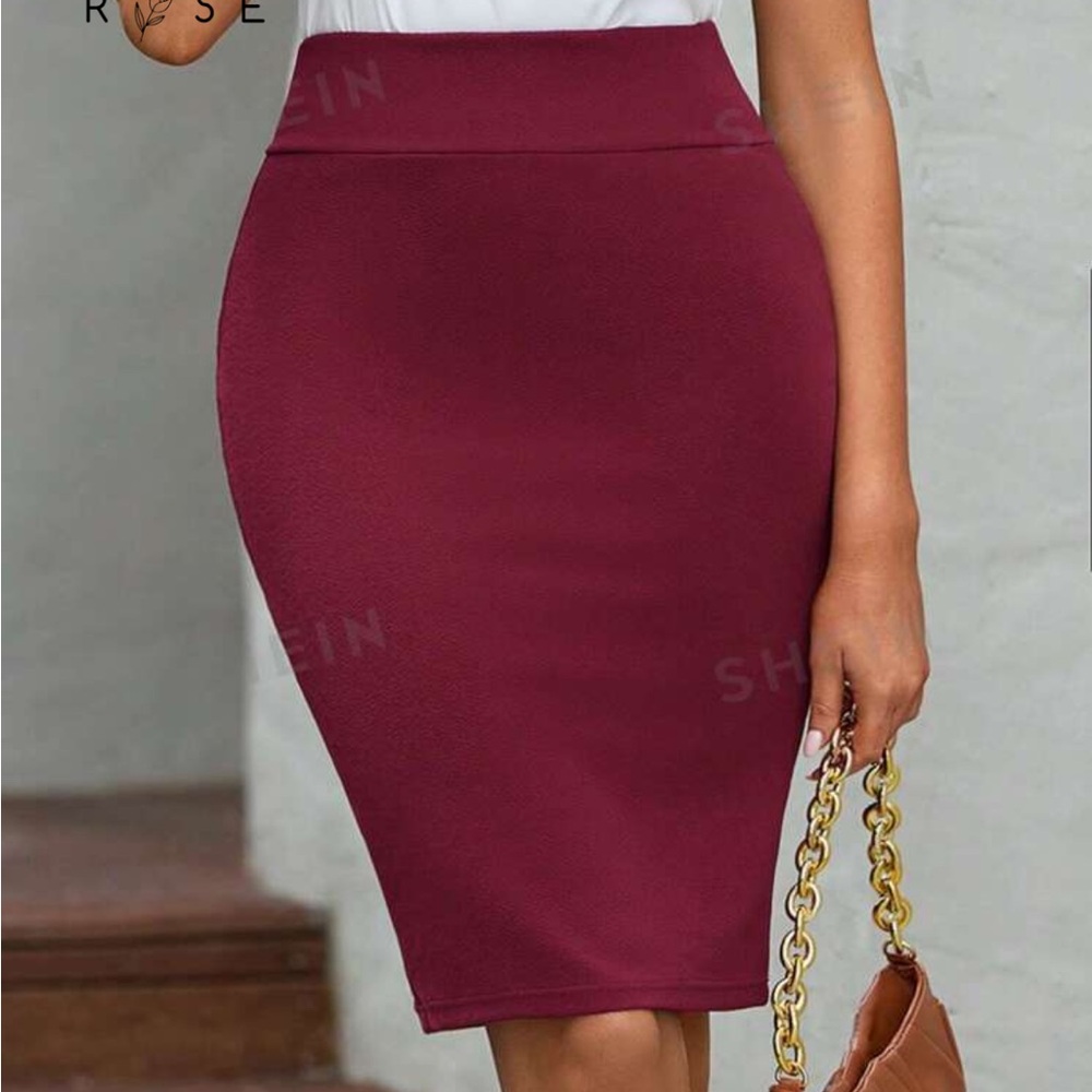 Midi Bodycon Burgundy Skirt